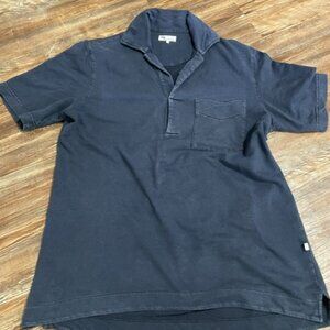 Doppiaa Aadeo Open Collar Polo Shirt Navy Blue Size M